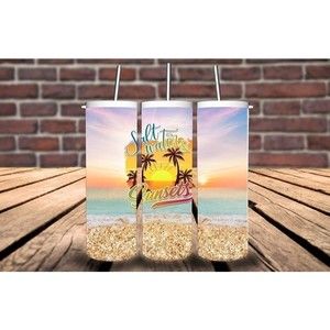 Salt Water Sunsets Beach  Custom Tumbler Gift, Beach and Vacay tumbler gift